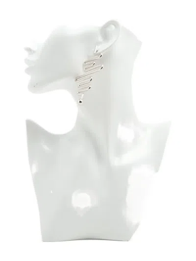 Pre-owned Balenciaga 2000s Squiggle Drop Earrings In Silver