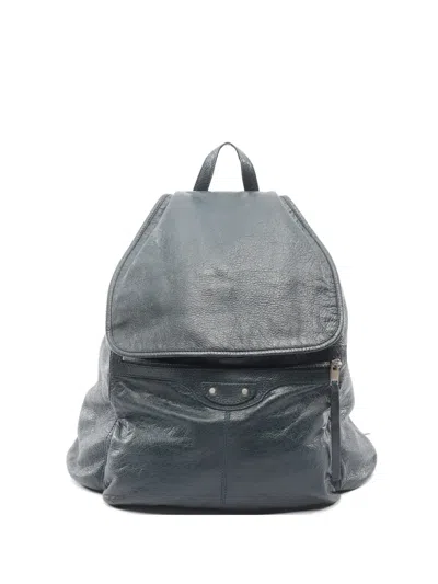 Pre-owned Balenciaga 2000s Traveler Leather Backpack In Blue