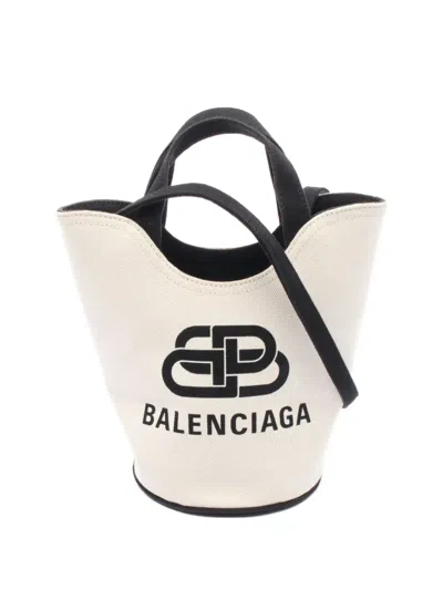 Pre-owned Balenciaga 2000s Wave Bucket Bag In Neutral
