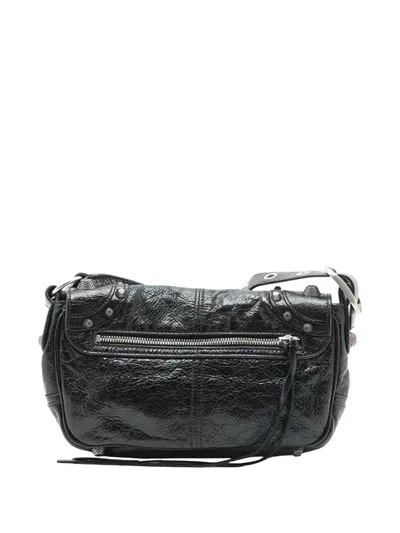 Pre-owned Balenciaga 2001-2008 Xs Lambskin Motocross Le Cagole Flap Crossbody Bag In Black