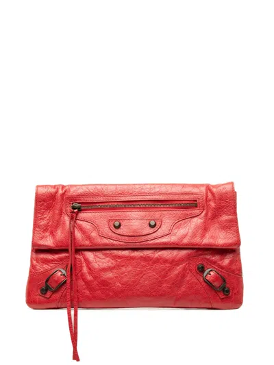 Pre-owned Balenciaga 2003-2022 Lambskin Motocross Classic City Clutch Bag In Red
