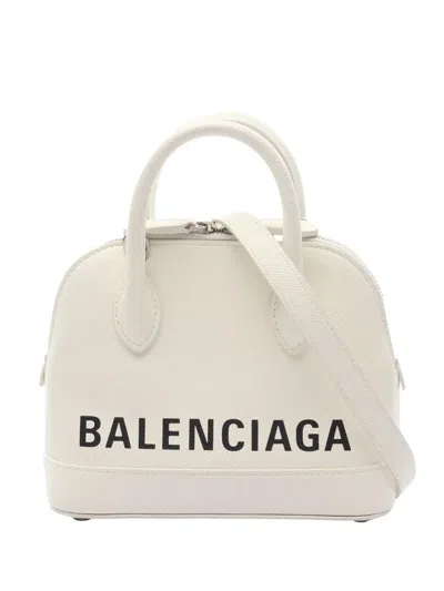 Pre-owned Balenciaga 2003-2025 Xxs Calfskin Ville Top Handle Bag Satchel In White
