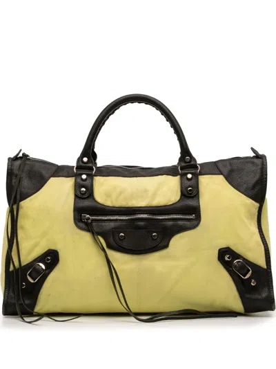 Pre-owned Balenciaga 2003-2022 Canvas Motocross Classic Work Handbag In Yellow