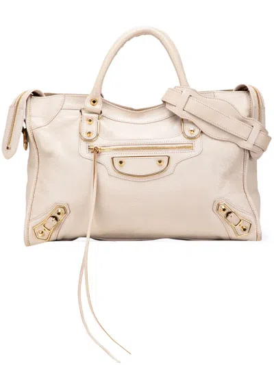 Pre-owned Balenciaga 2004 Chevre Motocross Classic Metallic Edge City Satchel In Brown