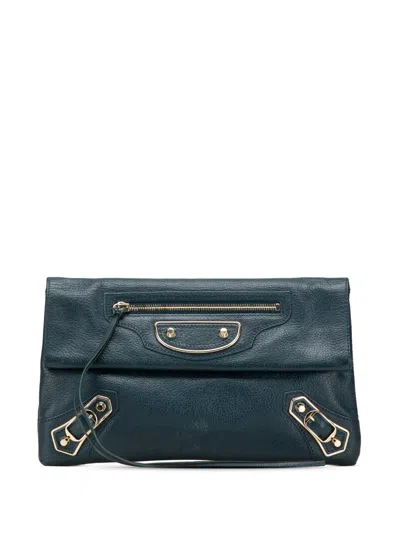 Pre-owned Balenciaga 2005-2024 Chevre Motocross Metallic Edge Envelope Clutch Bag