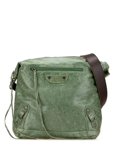 Pre-owned Balenciaga 2005-2024 Lambskin Motocross Classic Day Messenger Bag Crossbody Bag In Green