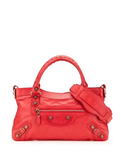 Pre-owned Balenciaga 2005-2025 Lambskin Motocross Classic First Giant 12 Satchel