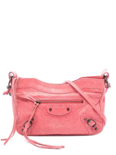 Pre-owned Balenciaga 2005-2025 Lambskin Motocross Classic Hip Crossbody Bag In Pink
