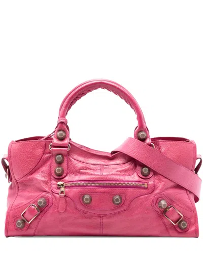 Pre-owned Balenciaga 2005-2025 Lambskin Motocross Giant 21 Part Time Satchel In Pink