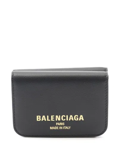 Pre-owned Balenciaga 2005-2025 Mini Smooth Calfskin Cash 2.0 Wallet Small Wallets In Black