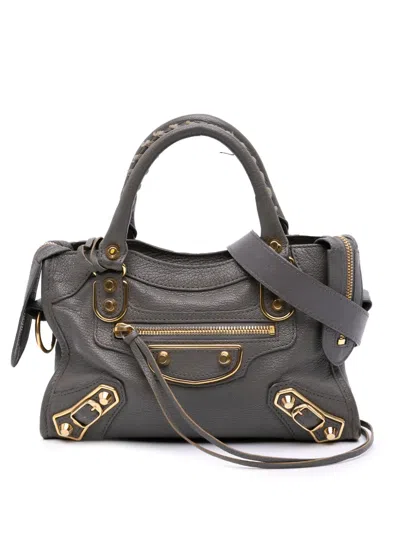 Pre-owned Balenciaga 2005 Mini Chevre Motocross Classic Metallic Edge City Satchel