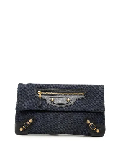 Pre-owned Balenciaga 2005-2026 Canvas Motocross Giant 12 Envelope Clutch Bag In Blue
