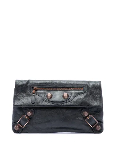 Pre-owned Balenciaga 2005-2026 Lambskin Motocross Giant 21 Envelope Clutch Bag In Blue