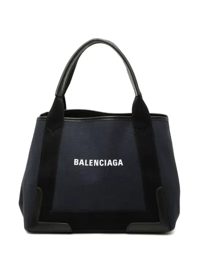 Pre-owned Balenciaga 2006 Canvas Navy Cabas S Tote Bag In Blue