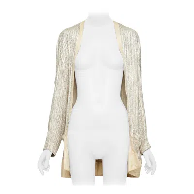 Pre-owned Balenciaga 2006 Cream Flat Bead Sequin Embellished Jacket Fr38 M In White
