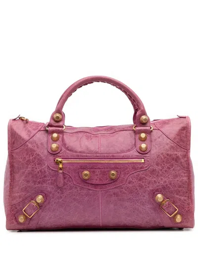 Pre-owned Balenciaga 2007-2012 Lambskin Motocross Giant 21 Work Satchel In Pink