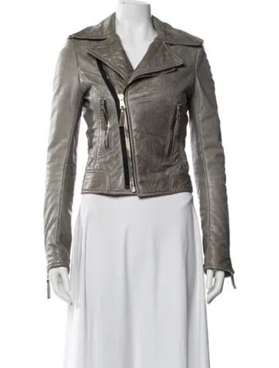 Pre-owned Balenciaga 2008 Leather Biker Jacket In Gray