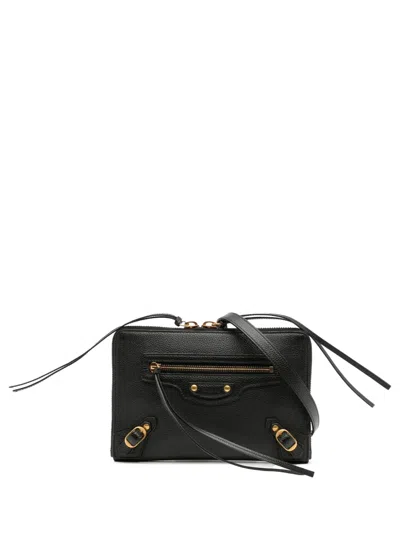 Pre-owned Balenciaga 2008 Pebbled Leather Neo Classic City Pouch Crossbody Bag In Black