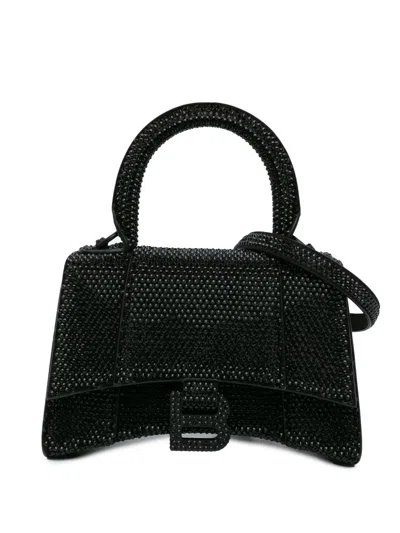 Pre-owned Balenciaga 2008 Xs Rhinestone Hourglass Satchel In Black
