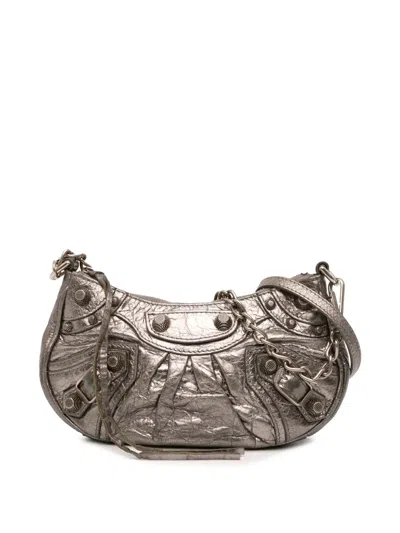 Pre-owned Balenciaga 2009 Mini Metallic Le Cagole Satchel In Silver