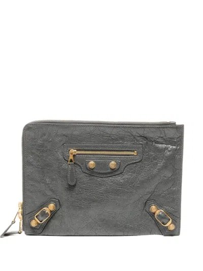 Pre-owned Balenciaga 2010-2020s Giant Envelope Clutch Bag In Gray