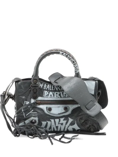 Pre-owned Balenciaga 2010-2020s Mini City 2way Graphitte Tote Bag In Black