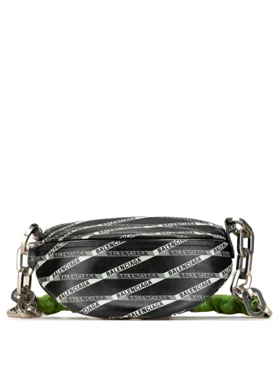 Pre-owned Balenciaga 2010-2024 Lambskin Logo Souvenir Xs Belt Bag In Black