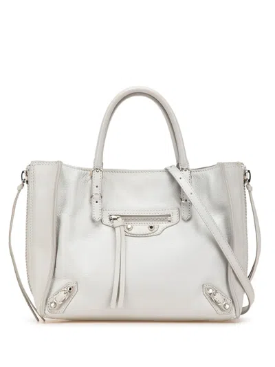 Pre-owned Balenciaga 2010-2024 Mini Leather Papier A4 Satchel In Gray