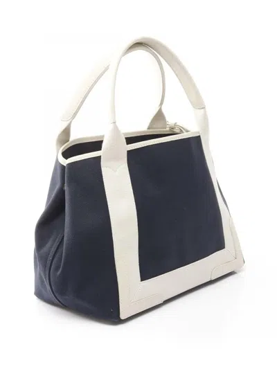 Pre-owned Balenciaga 2010-2025 Canvas Navy Cabas S Tote Bag In Blue