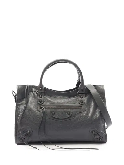 Pre-owned Balenciaga 2010-2025 Medium Calfskin Le City Satchel In Gray