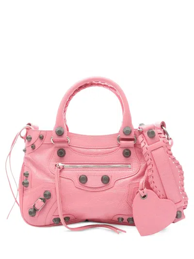 Pre-owned Balenciaga 2010-2025 Medium Lambskin Motocross Neo Cagole Satchel In Pink