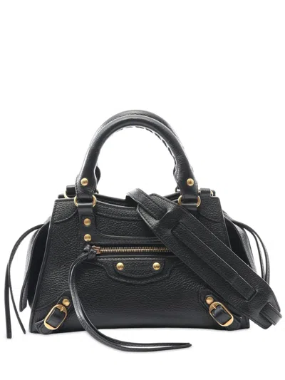 Pre-owned Balenciaga 2010-2025 Mini Grained Calfskin Neo Classic City Satchel In Black