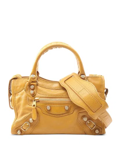 Pre-owned Balenciaga 2010-2025 Mini Lambskin Motocross City Giant 21 Satchel In Brown