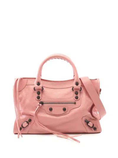 Pre-owned Balenciaga 2010-2025 Small Lambskin Le City Satchel In Pink