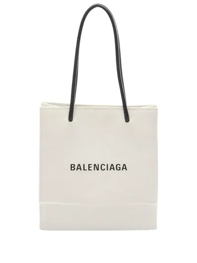 Pre-owned Balenciaga 2010-2026 Leather Xxs North South Tote Bag In White