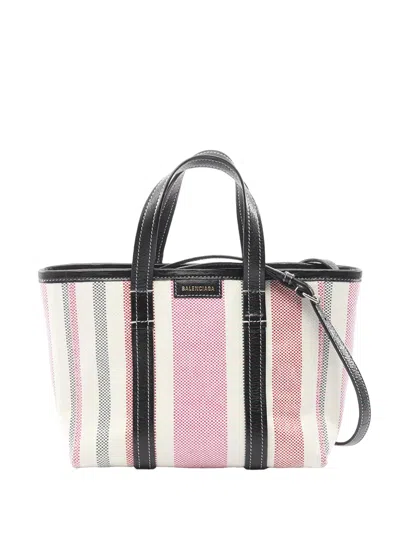 Pre-owned Balenciaga 2010-2026 Small Canvas Barbes East-west Tote Satchel In White