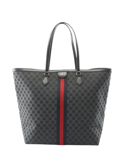 Pre-owned Balenciaga 2010-2026 The Hacker Project Large Bb Supreme Ophidia Tote Bag In Black