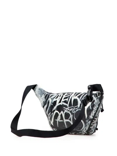 Pre-owned Balenciaga 2010 Lambskin Grafiti Explorer Belt Bag In Black