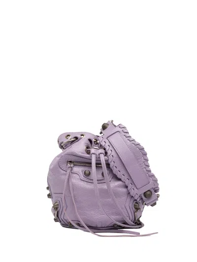 Pre-owned Balenciaga 2010 Lambskin Le Cagole Xs Bucket Bag In Purple