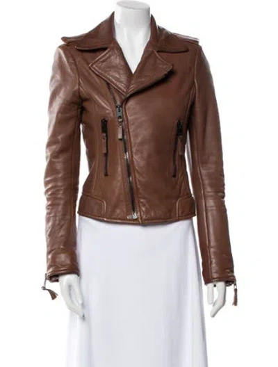 Pre-owned Balenciaga 2010 Leather Biker Jacket In Brown
