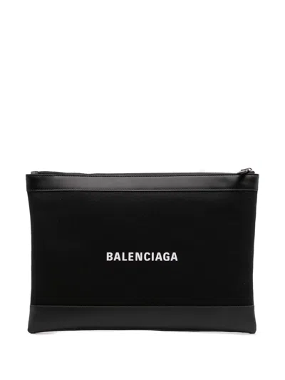 Pre-owned Balenciaga 2010 M Canvas Navy Clip Clutch Bag
