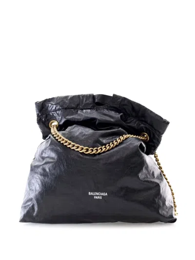 Pre-owned Balenciaga 2010 Medium Calfskin Crush Tote Bag In Black