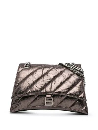 Pre-owned Balenciaga 2010 Medium Metallic Crush Chain Shoulder Bag In Brown
