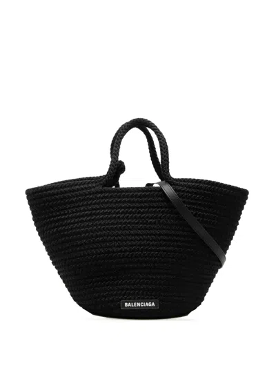 Pre-owned Balenciaga 2010 Small Nylon Ibiza Basket Bag Satchel In Black