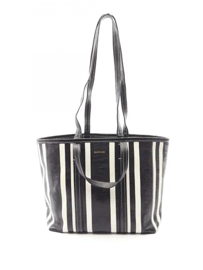 Pre-owned Balenciaga 2010-2025 Calfskin Barbes East West Shopper Bag Satchel In Black