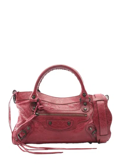 Pre-owned Balenciaga 2010-2026 Lambskin Classic First Satchel In Red