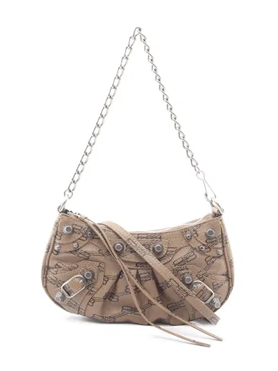 Pre-owned Balenciaga 2010-2026 Mini Bb Monogram Coated Canvas Le Cagole Satchel In Brown