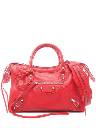 Pre-owned Balenciaga 2010-2026 Small Lambskin Motocross Classic City Satchel In Red