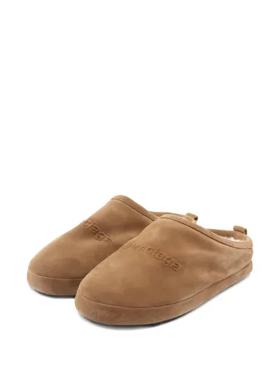 Pre-owned Balenciaga 2010s Alaska Suede Slippers In Brown