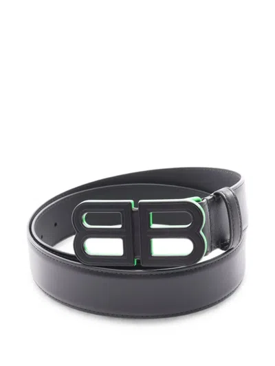 Pre-owned Balenciaga 2010s Bb Logo Buckle Belt In Black